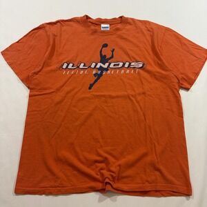 Perrin Illinois Basketball T-Shirt Men Large Orange Short Sleeve Graphic Tee
